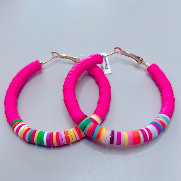 Nakamol Jewelry - Neon Beaded Hoop Earrings